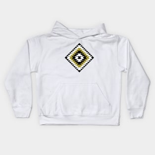 Aztec Symbol Diamond Black White Gold Kids Hoodie